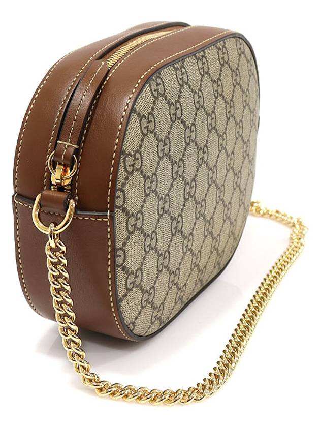 779784 GG Supreme Canvas Brown Leather LINEA A MOON Gold Chain Cross Bag - GUCCI - BALAAN 3