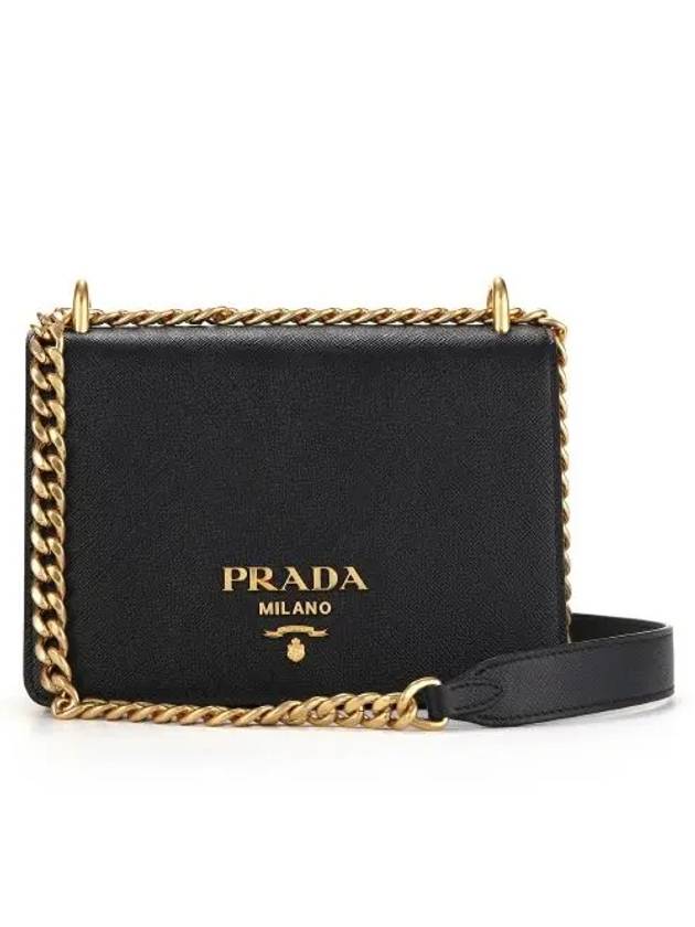 Saffiano Leather Chain Shoulder Bag Black - PRADA - BALAAN 3