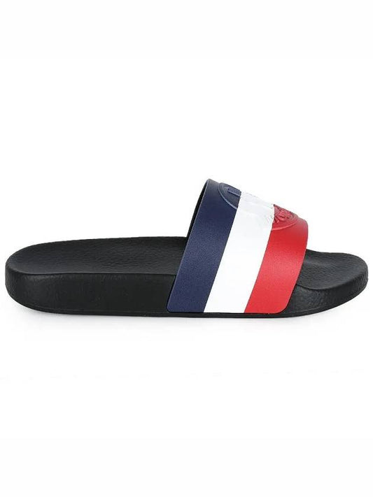 Basile Striped Rubber Slippers Black - MONCLER - BALAAN.