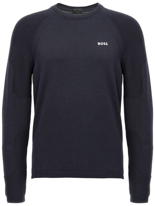 Perform X Crewneck Cotton Blend Sweatshirt Navy - HUGO BOSS - BALAAN 2