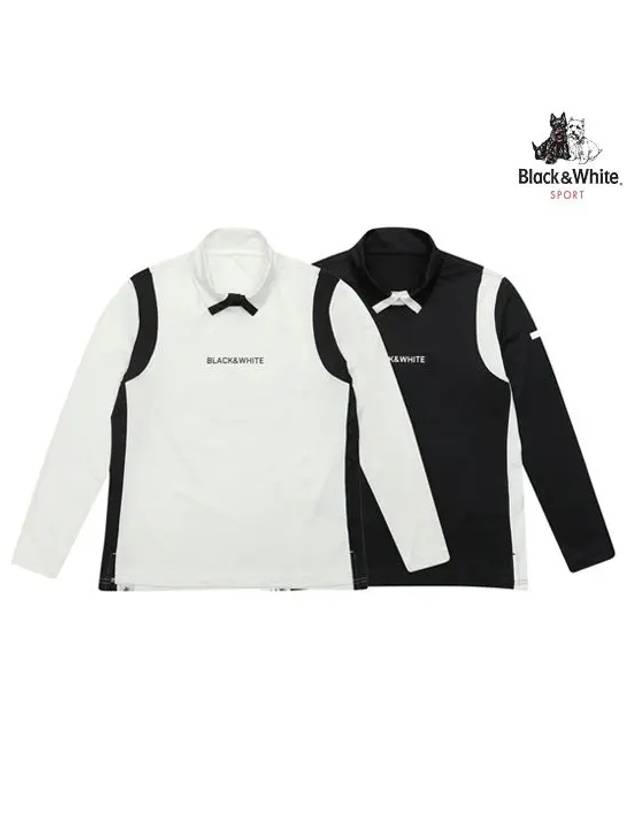 collar color matching point mock neck shirt LS9202WL - BLACK&WHITE - BALAAN 1