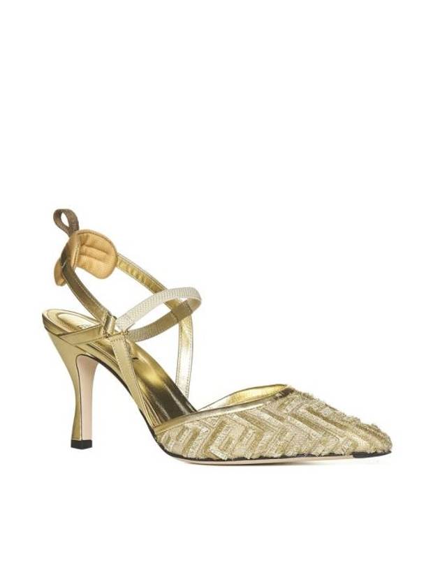 Colibri Light Mesh Slingback Heels Gold - FENDI - BALAAN 3