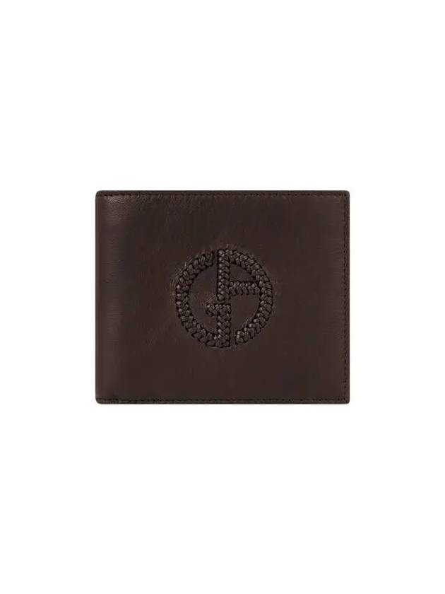 Men s Braided Logo Bifold Wallet Dark Brown 271154 - GIORGIO ARMANI - BALAAN 1