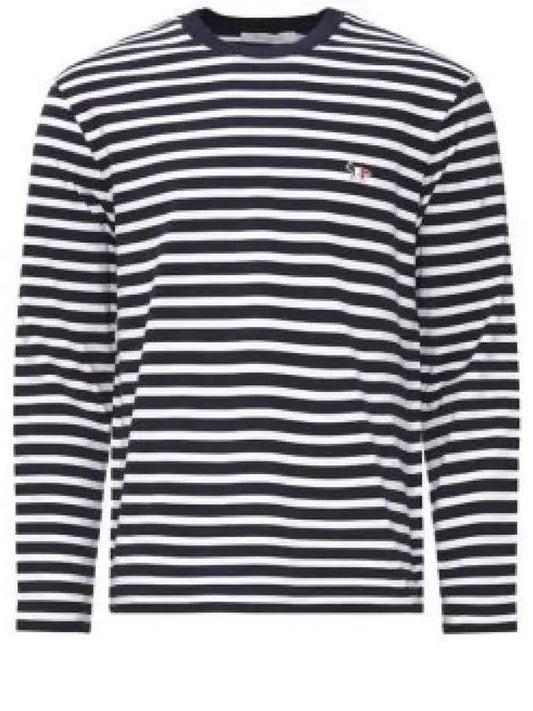 Fox Logo Stripe Long Sleeve T-Shirt Navy - MAISON KITSUNE - BALAAN 2