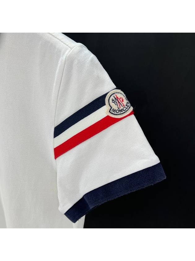 Three strip armband short sleeved collared t shirt white M size - MONCLER - BALAAN 6