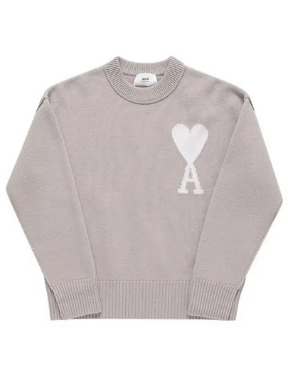 Big Heart Logo Wool Knit Top Light Beige - AMI - BALAAN 2