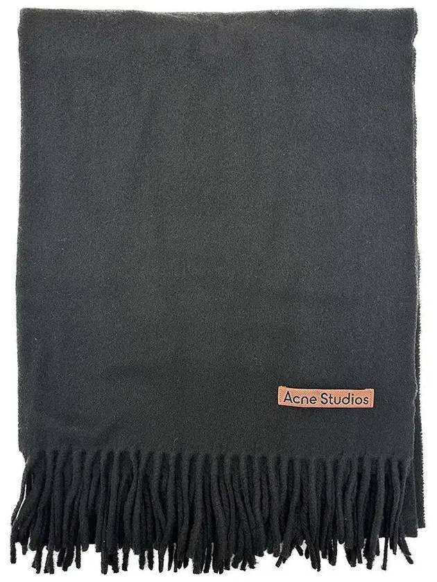 Logo Wool Fringe Scarf Black - ACNE STUDIOS - BALAAN 3