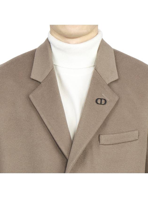 Logo Classic Cashmere Single Coat Brown - DIOR - BALAAN.