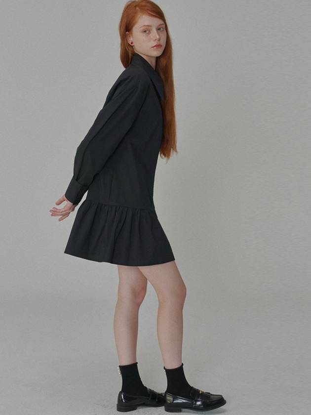 Cotton shirring mini shirt dress Black - OPENING SUNSHINE - BALAAN 4