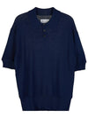 Back Stitch Wool Polo Knit Top Blue - MAISON MARGIELA - BALAAN 10