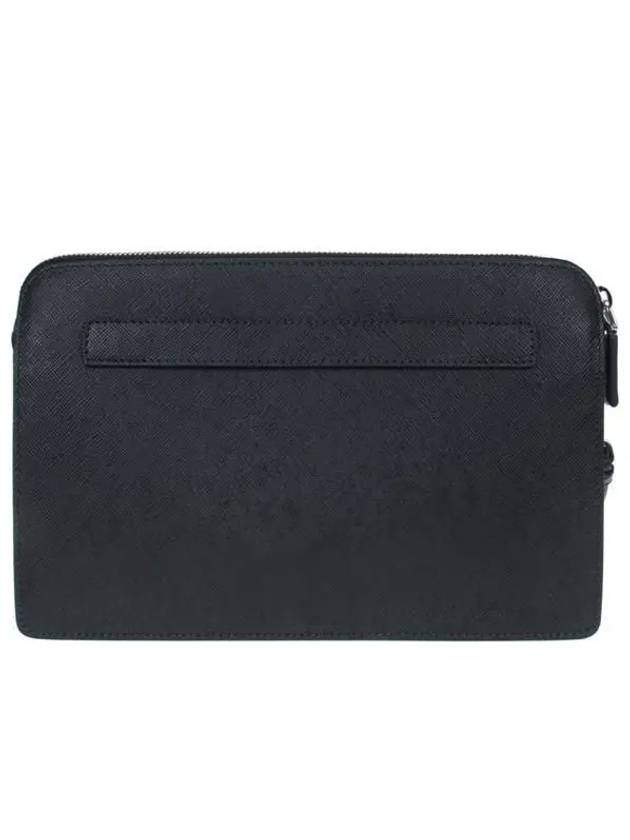 Saffiano Leather Pouch Clutch Bag Black - PRADA - BALAAN.