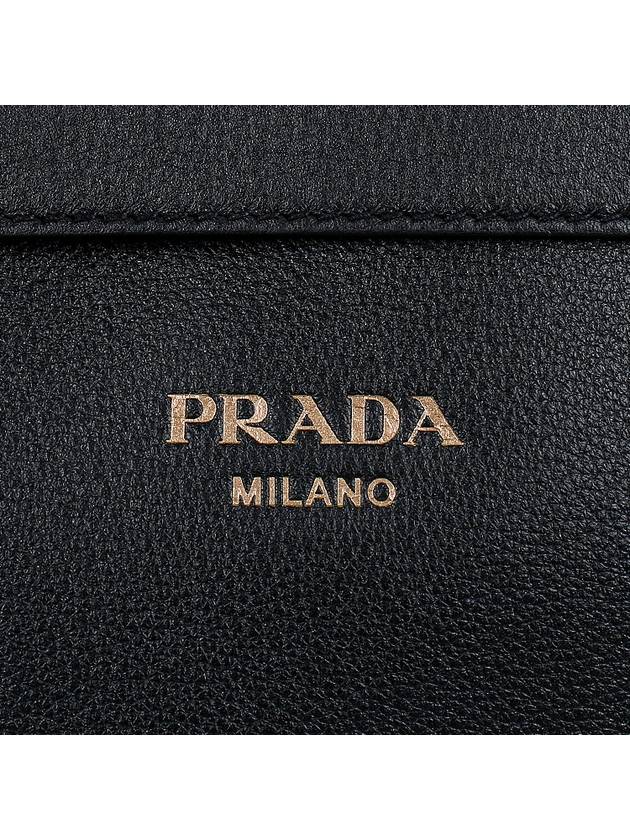 Double Belt Buckle Large Leather Handles Tote Bag Black - PRADA - BALAAN 8