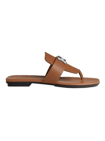 Hermes Galerie Buckle Leather Sandals Brown - HERMES - BALAAN.