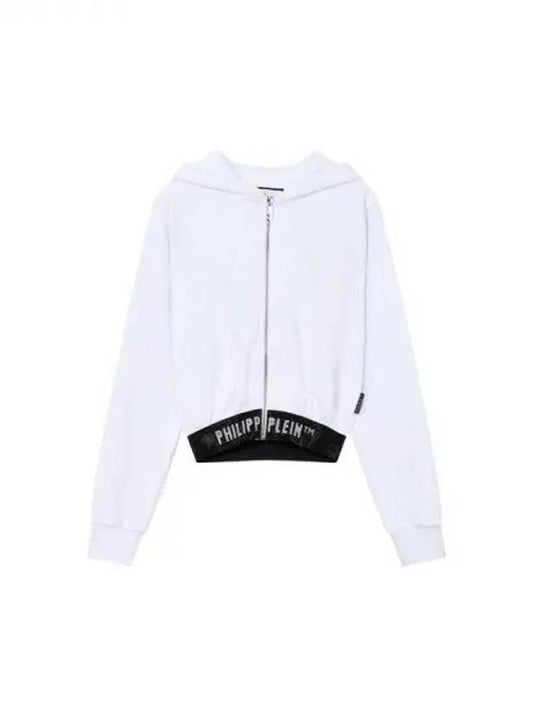 Women's Hot Piece Banding Cropped Hooded Jacket White 271974 - PHILIPP PLEIN - BALAAN 1