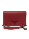 Saffiano Leather Metal Chain Mini Shoulder Bag Red - PRADA - BALAAN 2