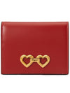 Gold Plaque Compact Half Wallet Red - SALVATORE FERRAGAMO - BALAAN 1