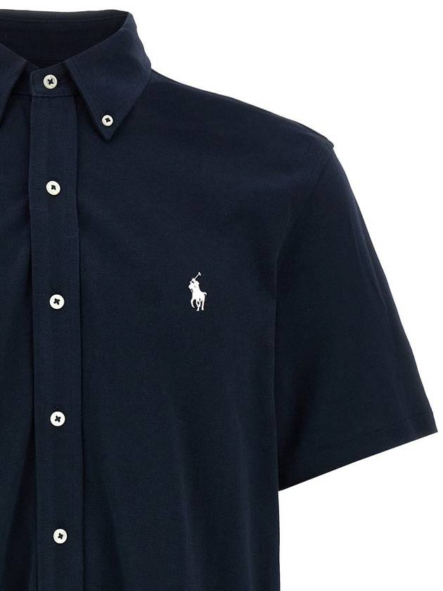 Logo Button Down Short Sleeve Shirt Navy - POLO RALPH LAUREN - BALAAN 4