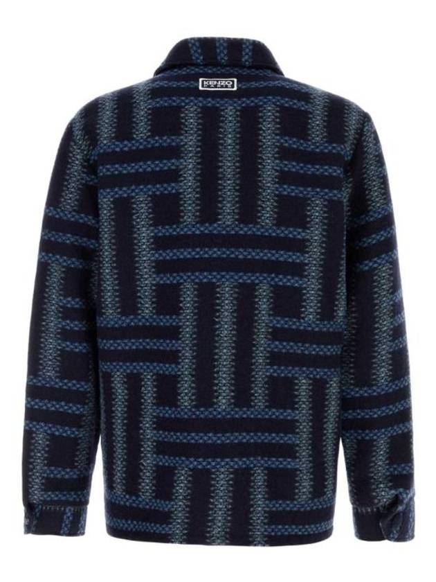 Weave Over Long Sleeve Shirt Blue - KENZO - BALAAN 3