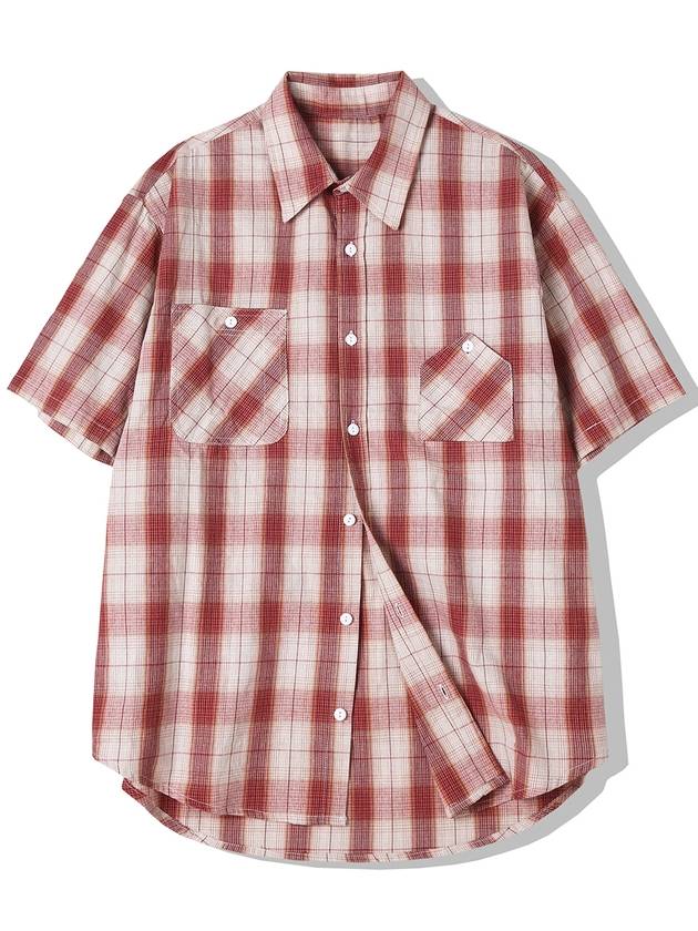 cig plaid two pocket work short sleeve shirt red - KND - BALAAN 2