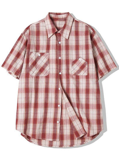 cig plaid two pocket work short sleeve shirt red - KND - BALAAN 2