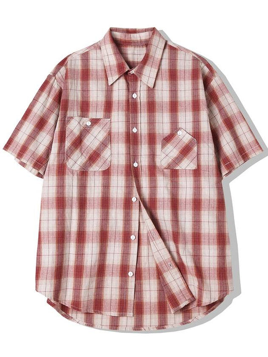 cig plaid two pocket work short sleeve shirt red - KND - BALAAN 2