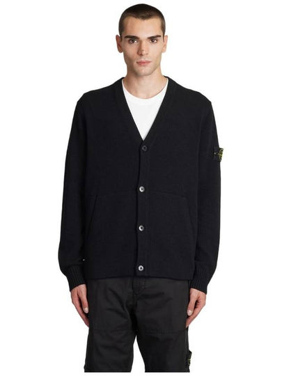 Men's Wappen Patch Button Cardigan Black - STONE ISLAND - BALAAN 2