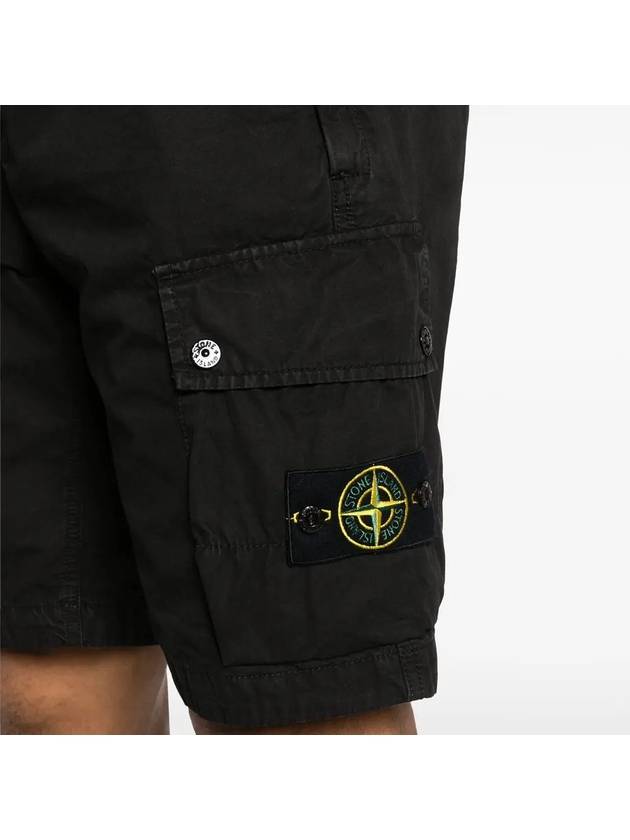 Logo Cotton Slim Cargo Shorts Black - STONE ISLAND - BALAAN 6