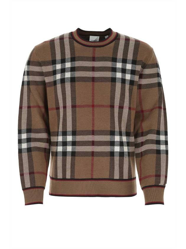 Check Wool Jacquard Knit Top Brown - BURBERRY - BALAAN 1