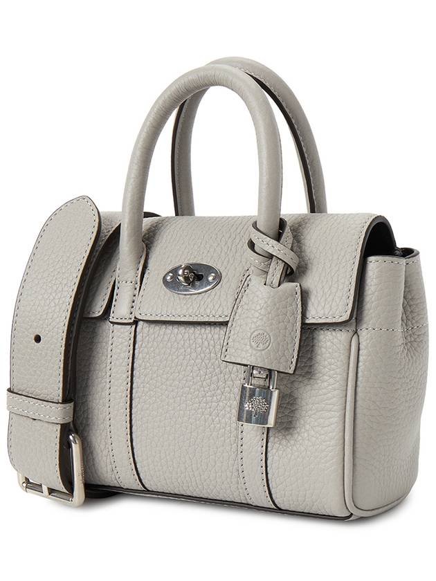 Bayswater Mini Heavy Grain Shoulder Bag Pale Grey - MULBERRY - BALAAN 3