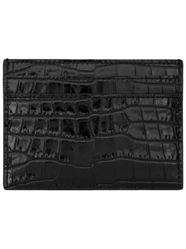 Cassandre Shiny Crocodile Card Wallet Black - SAINT LAURENT - BALAAN 3