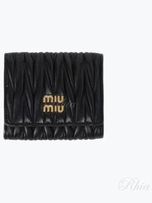 Matelasse Logo Nappa Leather Half Wallet Black - MIU MIU - BALAAN 2