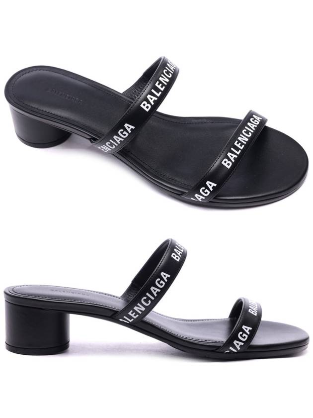 Logo Strap Round Sandal Heels Black - BALENCIAGA - BALAAN 3