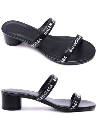 Logo Strap Round Sandal Heels Black - BALENCIAGA - BALAAN 2