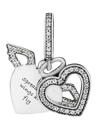 Heart Angel Wings Dangle Bracelet Charm Silver - PANDORA - BALAAN 1