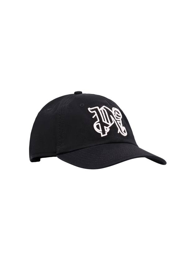 Embroidered Monogram Base Ball Cap Black - PALM ANGELS - BALAAN 2