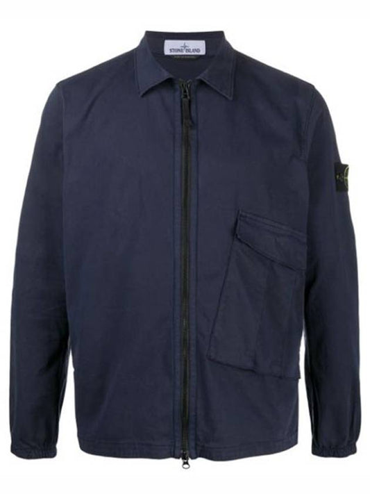 20FW 731510310 V0028 Wappen Patch Pocket Single Shirt Blue Navy Men’s Jacket TLS - STONE ISLAND - BALAAN 1