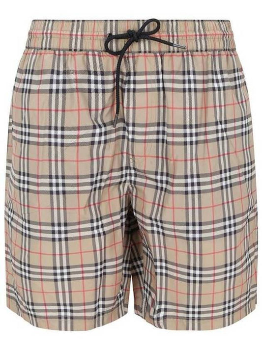 Men's Small Scale Check Drawstring Swim Shorts Beige - BURBERRY - BALAAN 2