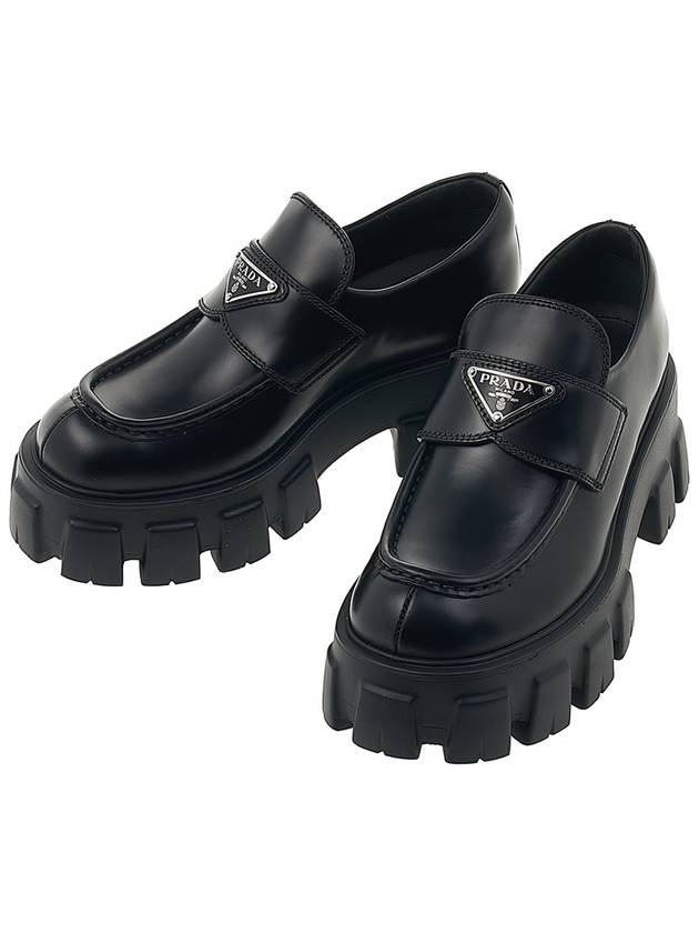 Monolith Brushed Leather Platform Loafers Black - PRADA - BALAAN 2