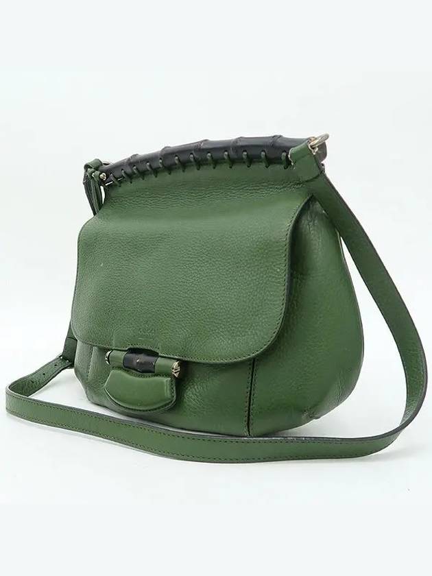 347101 Green leather bamboo decorated flap cross bag - GUCCI - BALAAN 3