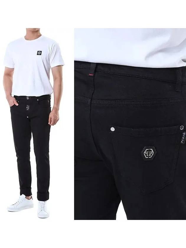 Steel Ladder Logo Patch Stretch Black Jeans FACC MDT3557 PDE004N - PHILIPP PLEIN - BALAAN 2