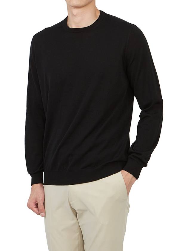 Men's Crew Neck Cotton Knit Top Black - DRUMOHR - BALAAN 6