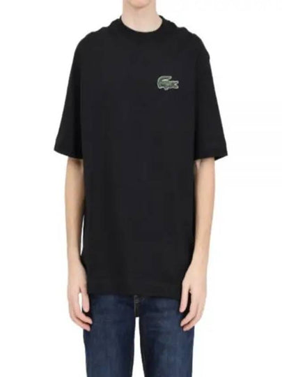 Crocodile Loose Fit Large Short Sleeve T Shirt Black - LACOSTE - BALAAN 2