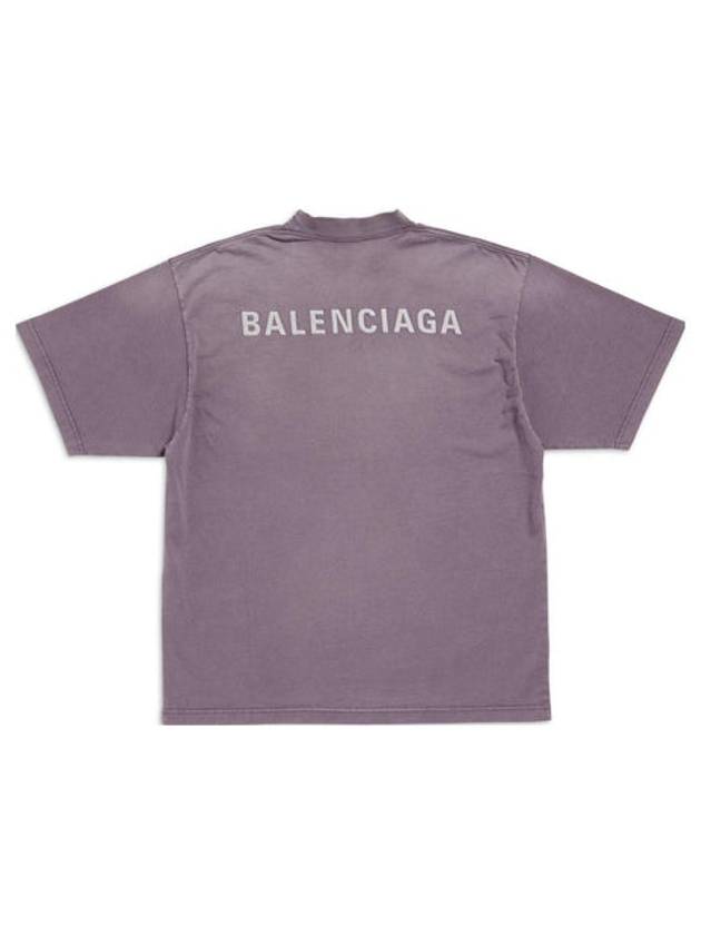 Logo Print Short Sleeve T-Shirt Purple - BALENCIAGA - BALAAN 3