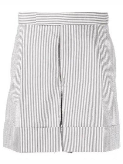 Men's Seersucker Gross Grain Cuff Shorts Medium Grey - THOM BROWNE - BALAAN 2