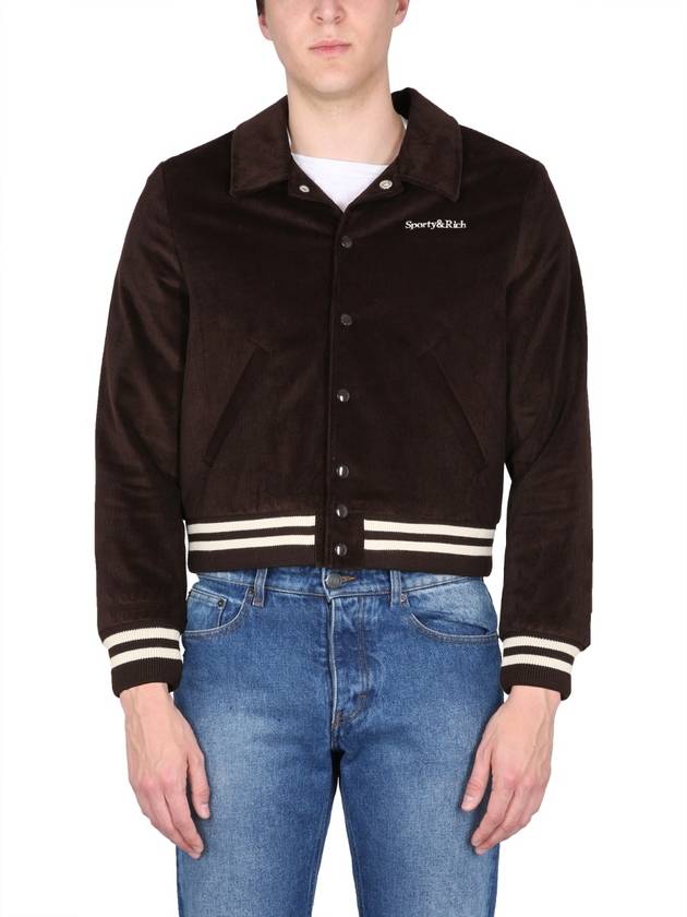 Wellness Corduroy Bomber Jacket Chocolate Cream - SPORTY & RICH - BALAAN 7