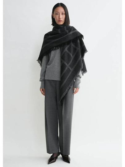 Monogram Wool Cashmere Scarf Black - TOTEME - BALAAN 2