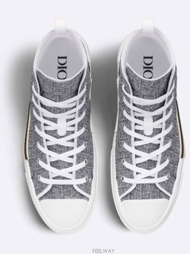 B23 Oblique Jacquard High Top Sneakers Ruthenium - DIOR - BALAAN 4