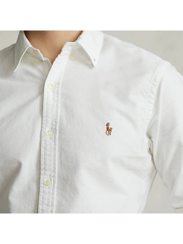 Men's Pony Embroidery Slim Fit Long Sleeves Shirt White - POLO RALPH LAUREN - BALAAN.