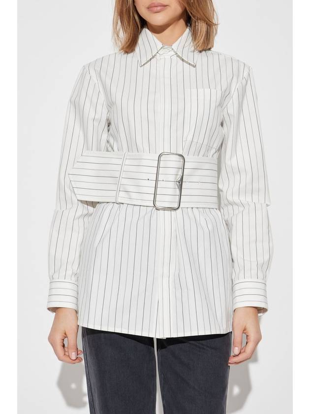 Burberry Shirt With Wide Belt, Women's, White - BURBERRY - BALAAN 3