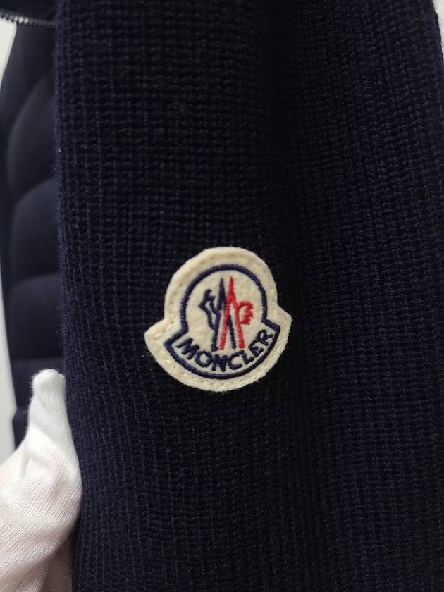 Navy high neck wappen logo knit zip up L - MONCLER - BALAAN 4